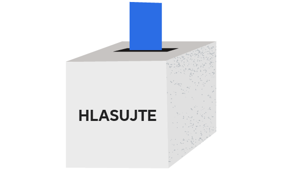 Hlasovací lístek putuje do volební urny s nápisem „Hlasujte“