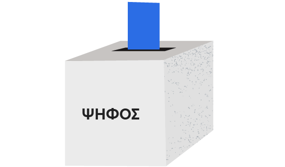 Ένα ψηφοδέλτιο μπαίνει σε κάλπη που γράφει τη λέξη «Ψήφος»