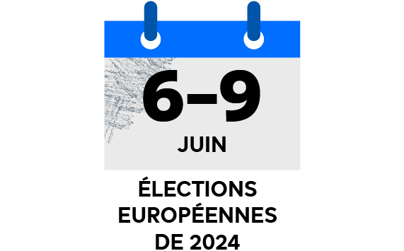 Un calendrier où il est écrit «6-9 juin, Élections européennes de 2024»