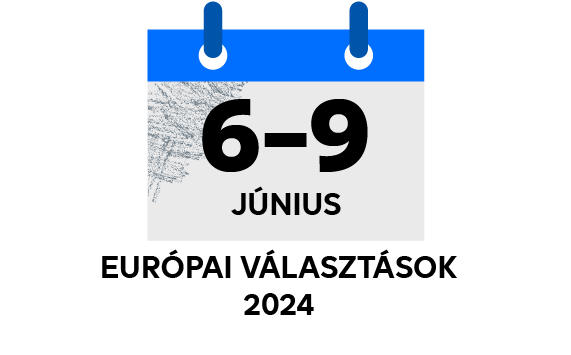 Naptárt ábrázoló kép, rajta a „JÚNIUS 6–9.” szöveg, alatta az „EURÓPAI VÁLASZTÁSOK 2024” szöveg