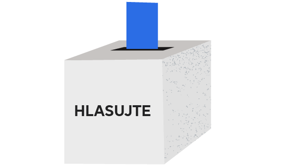 Hlasovací lístok putuje do volebnej urny s nápisom „Hlasujte“
